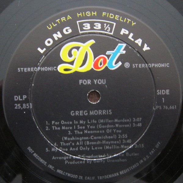 Greg Morris (3) : For You... (LP, Album)