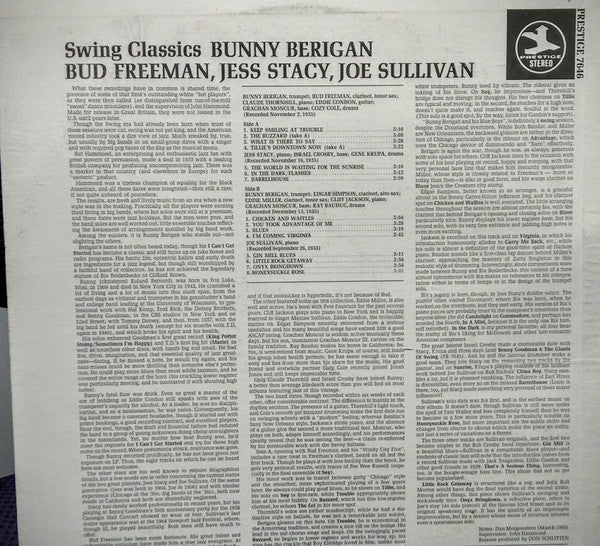 Bunny Berigan And Bud Freeman, Jess Stacy, Joe Sullivan : Swing Classics (LP, Comp)