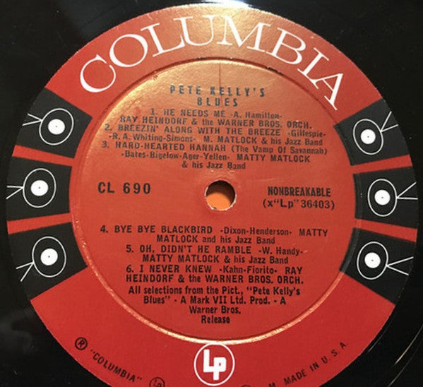 Ray Heindorf Directing The Warner Bros. Studio Orchestra And Matty Matlock And His Jazz Band : Music From Jack Webb's Mark VII Ltd. Production Pete Kelly's Blues (LP, Album, Mono)