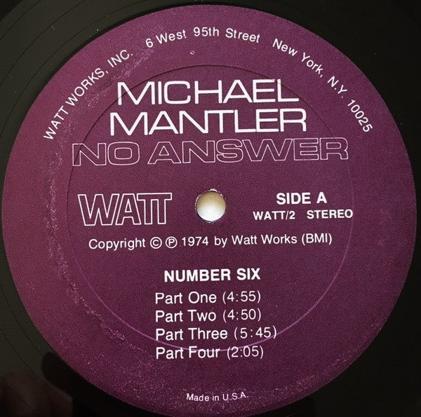 Michael Mantler : No Answer (LP, Album, Gat)