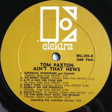 Tom Paxton : Ain't That News (LP, Album, Mono, RP)