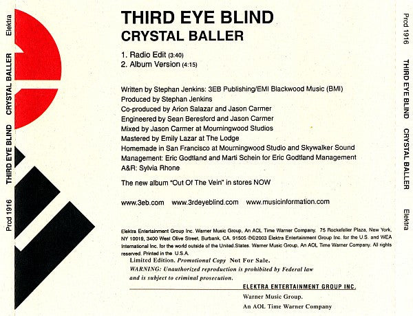 Third Eye Blind : Crystal Baller (CD, Single, Ltd, Promo)