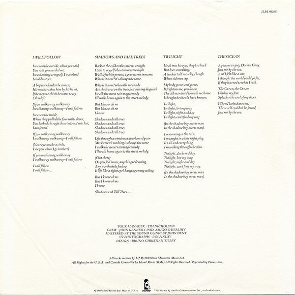 U2 : Boy (LP, Album, Los)