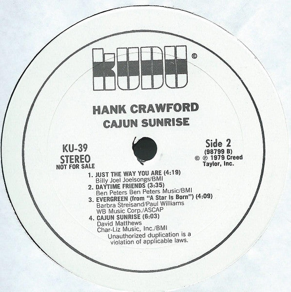 Hank Crawford : Cajun Sunrise (LP, Album, Promo)