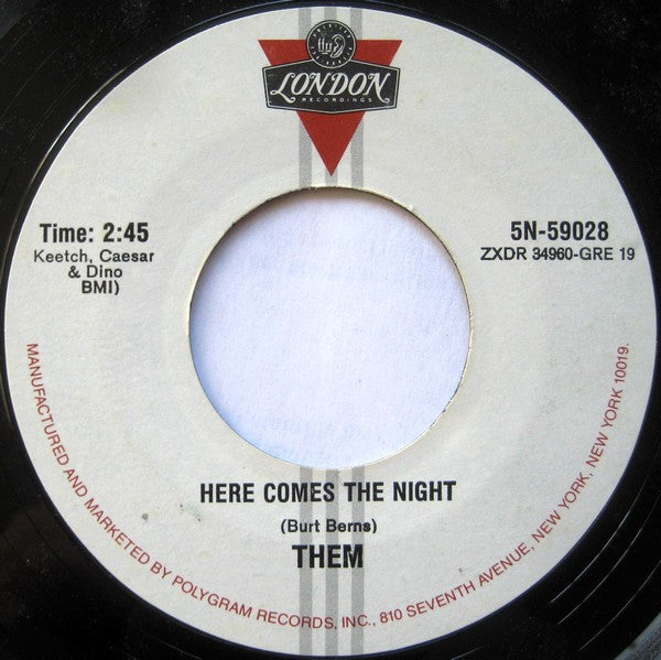Them (3) : Gloria / Here Comes The Night (7", Single, RE, 19 )