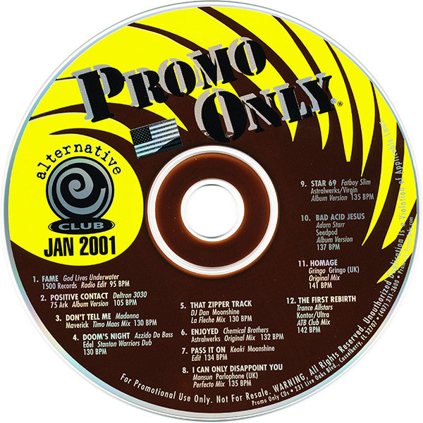 Various : Promo Only Alternative Club January 2001 (CD, Comp, Promo)