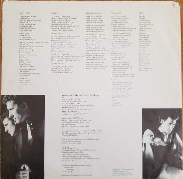 Orchestral Manoeuvres In The Dark : Crush (LP, Album, Ind)