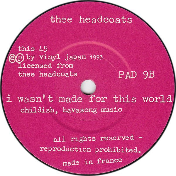 Thee Headcoats : Action Time Vision (7", Single)