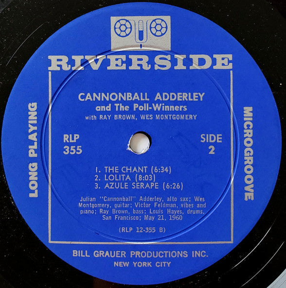 Cannonball Adderley : Cannonball Adderley And The Poll-Winners Featuring Ray Brown And Wes Montgomery (LP, Album, Mono)
