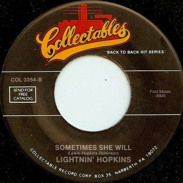 Lightnin' Hopkins : Mojo Hand / Sometimes She Will (7", Single)