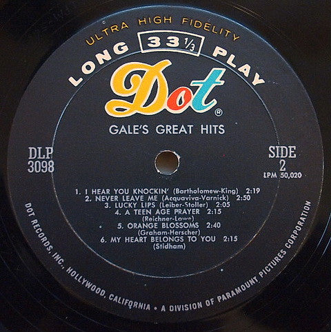 Gale Storm : Gale's Great Hits (LP, Comp, Mono)