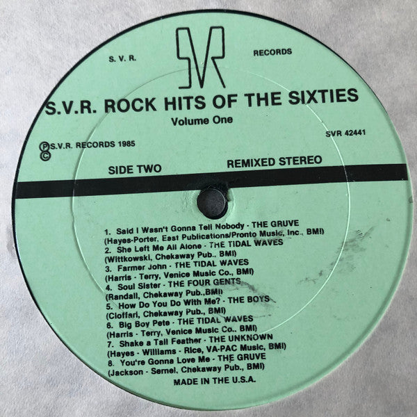 Various : S.V.R. Rock Hits Of The Sixties - Volume One (LP, Comp)