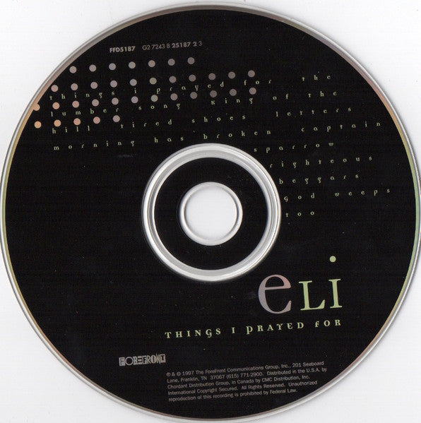 Eli (14) : Things I Prayed For (CD, Album)