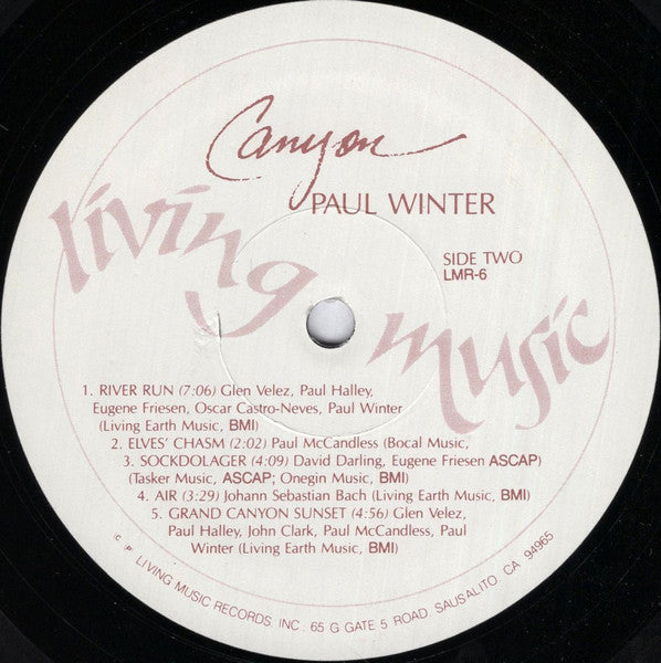Paul Winter (2) : Canyon (LP, Album, Ele)