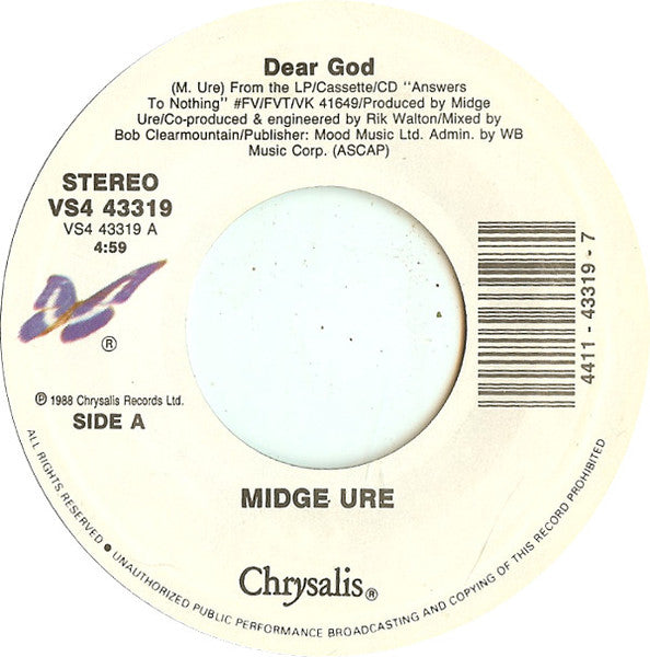 Midge Ure : Dear God (7", Single)