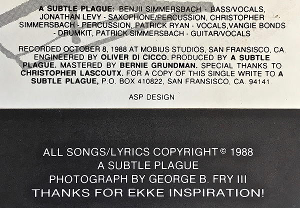 A Subtle Plague : The Failed Pop Experiment (7", Single)