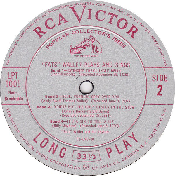 Fats Waller : "Fats" Waller Plays And Sings (LP, Comp)