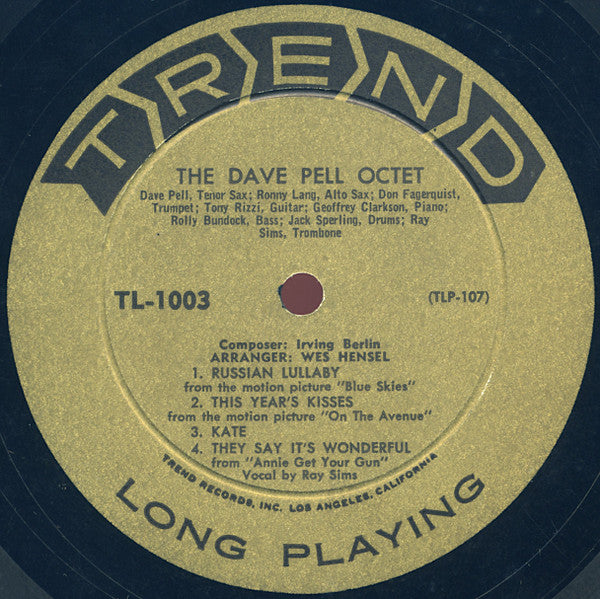 Dave Pell Octet : The Dave Pell Octet Plays A Gallery Of Seldom Heard Tunes By Irving Berlin (10", Album, Mono)