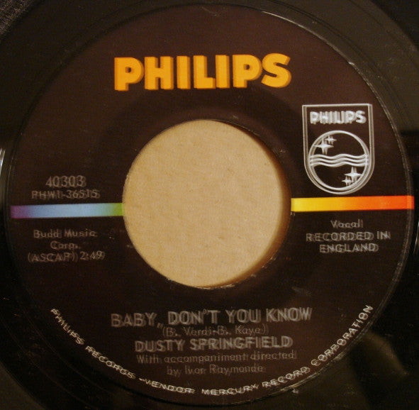 Dusty Springfield : In The Middle Of Nowhere (7", Single)