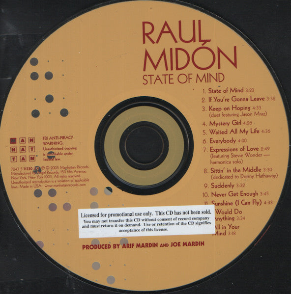 Raul Midón : State Of Mind (CD, Album, Promo)