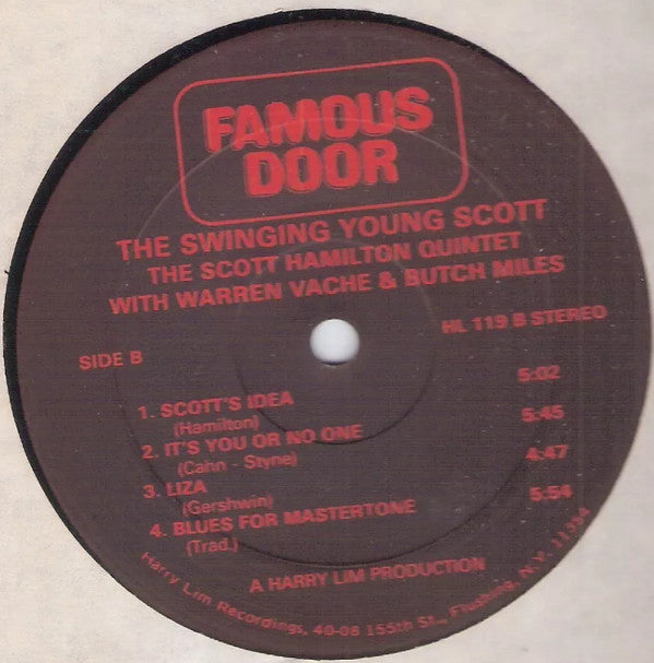The Scott Hamilton Quintet With Warren Vaché And Butch Miles : Swinging Young Scott (LP, Album)