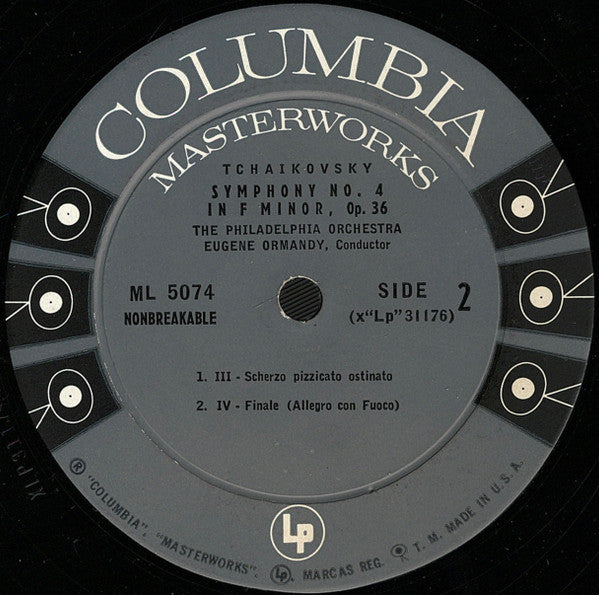 Tchaikovsky* - The Philadelphia Orchestra, Eugene Ormandy : Symphony No. 4 In F Minor, Op. 36 (LP, Album, Mono)