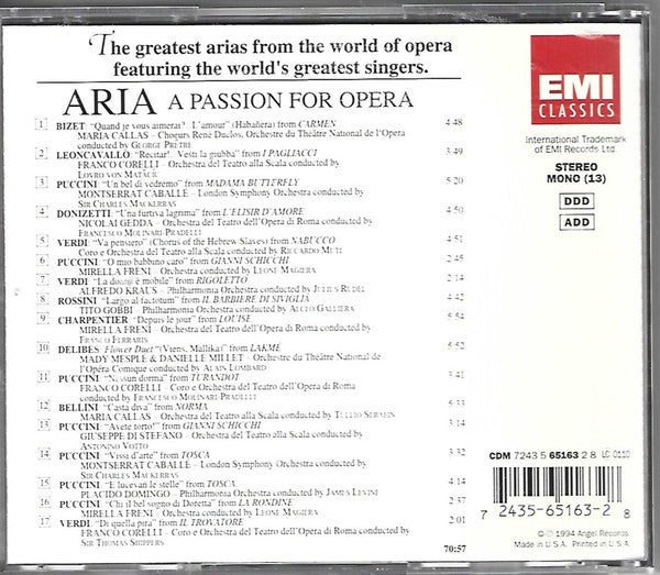Various : Aria: A Passion For Opera (CD)