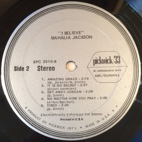 Mahalia Jackson : I Believe (LP, Comp, RE)