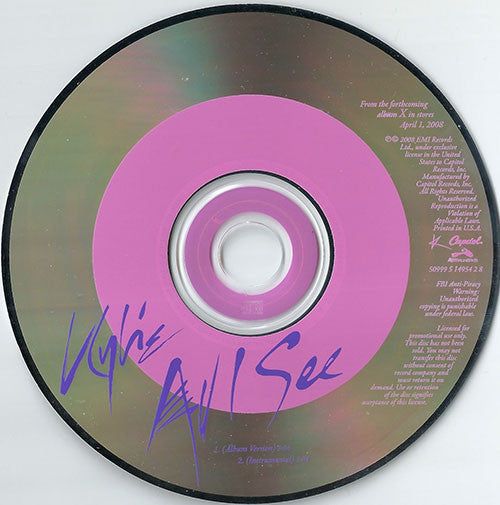 Kylie* : All I See (CD, Single, Promo)