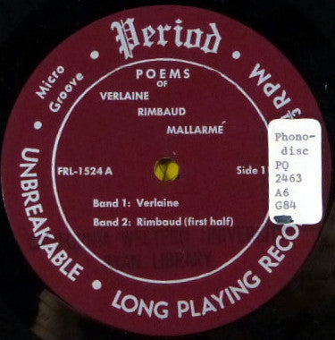 James Lewis (14) / Linette Fisher / Stephane Reitman / Claude Monteux : Poems Of Verlaine Rimbaud Mallarme (LP)