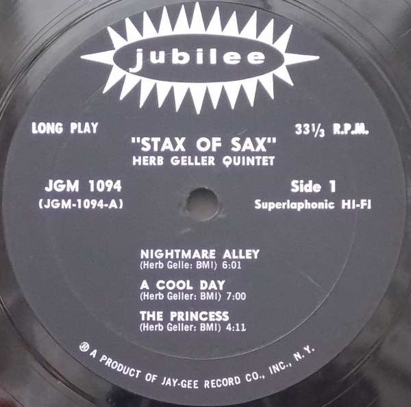 Herb Geller : Stax Of Sax (LP, Album, Mono, RE)