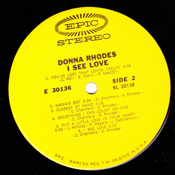 Donna Rhodes : I See Love (LP, Album, Ter)