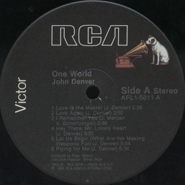 John Denver : One World (LP, Album, Ind)