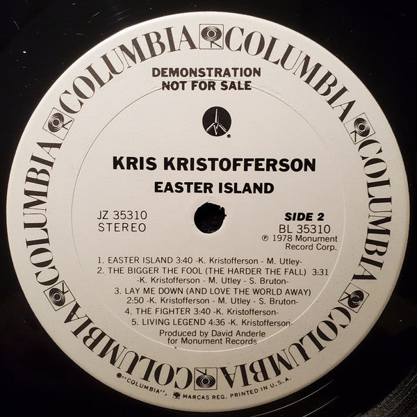Kris Kristofferson : Easter Island (LP, Album, Promo, Ter)