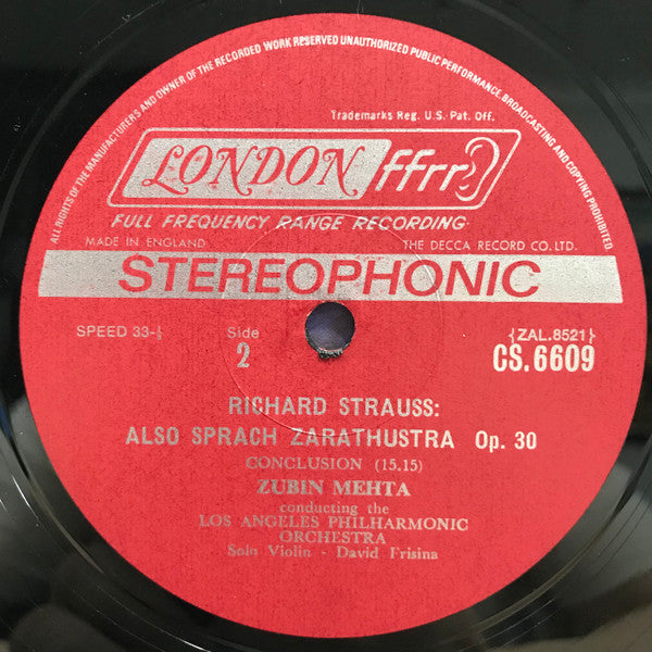 Richard Strauss, Los Angeles Philharmonic*, Zubin Mehta : Also Sprach Zarathustra (LP, Album)