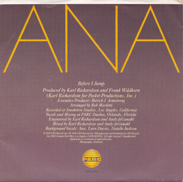 Ana : Before I Jump (7", Single, Promo)
