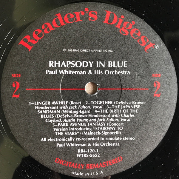 Paul Whiteman And His Orchestra : Rhapsody In Blue And Other Great Favorites (LP, Comp, Club)
