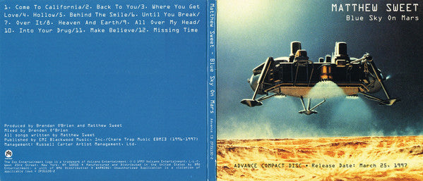 Matthew Sweet : Blue Sky On Mars (CD, Album, Promo, Adv)