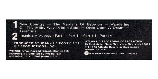 Jean-Luc Ponty : Imaginary Voyage (Cass, Album)