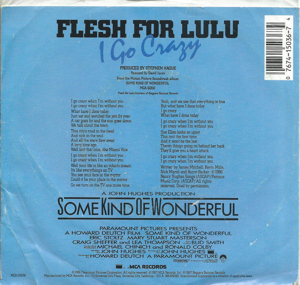 Flesh For Lulu : I Go Crazy (7", Promo)