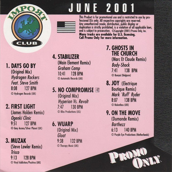 Various : Promo Only Import Club: June 2001 (CD, Comp, Promo)