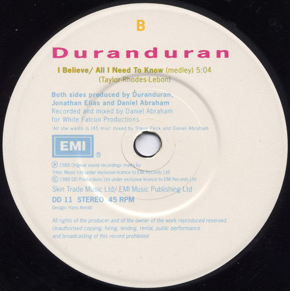 Duran Duran : All She Wants Is (7", Single)