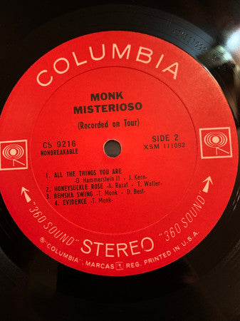 Thelonious Monk : Misterioso (Recorded On Tour) (LP, Album, San)