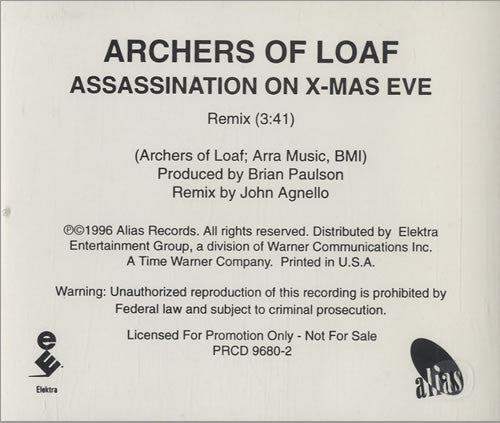 Archers Of Loaf : Assassination On X-Mas Eve (CD, Single, Promo)