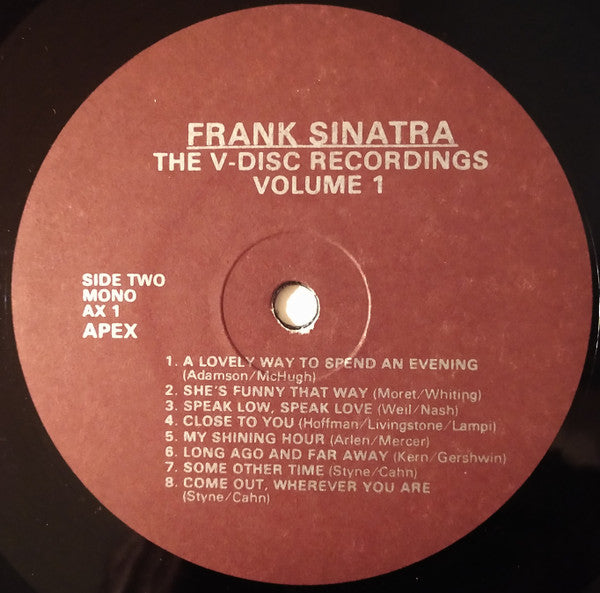 Frank Sinatra : The V-Disc Recordings Volume 1 (LP, Comp, Mono)