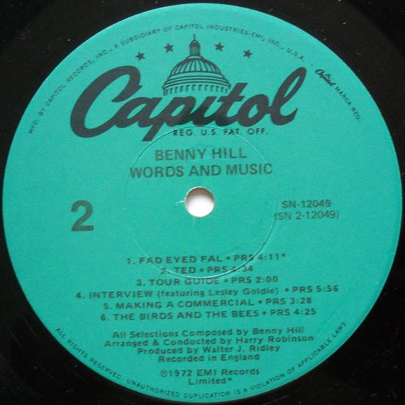 Benny Hill : Words And Music (LP, Comp, RE)