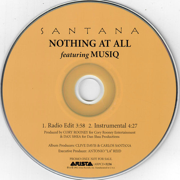 Santana Featuring Musiq Soulchild : Nothing At All (CD, Single, Promo)