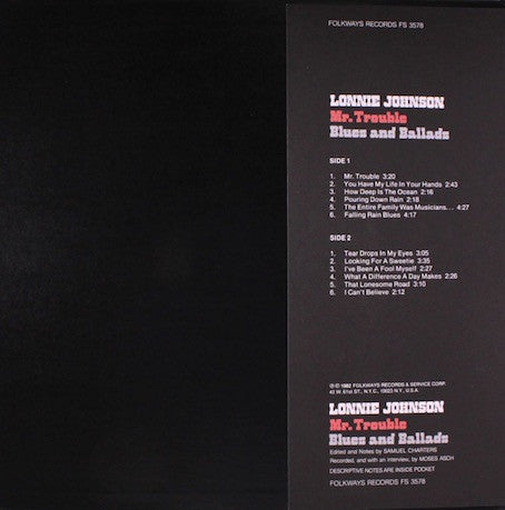 Lonnie Johnson (2) : Mr. Trouble Blues And Ballads (LP)