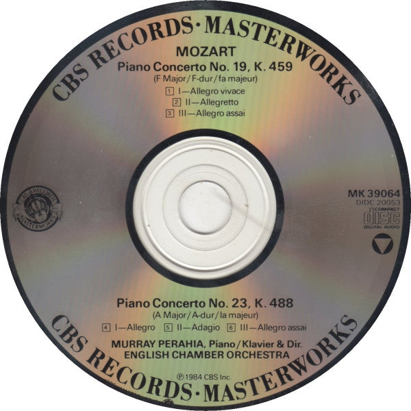 Mozart*, Murray Perahia, English Chamber Orchestra : Piano Concerti No. 19, K.459, No. 23, K. 488 (CD, Album, RE, Dig)