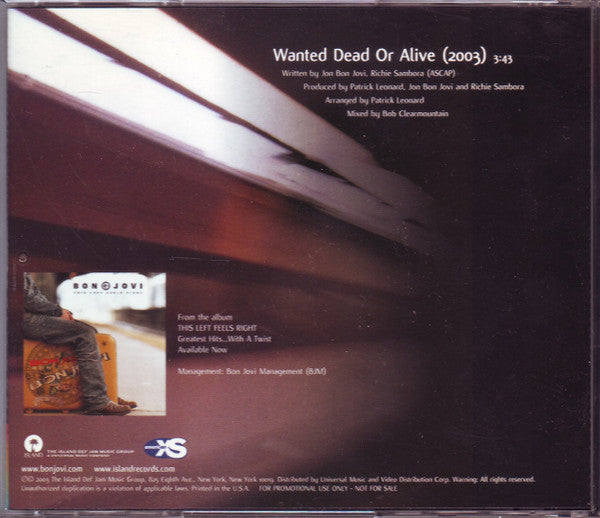 Bon Jovi : Wanted Dead Or Alive (2003) (CD, Single, Promo)